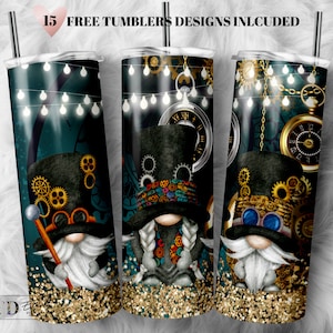 Envoltura para vaso Steampunk Gnomo: Diseño delgado de sublimación de 20 oz (descarga digital)