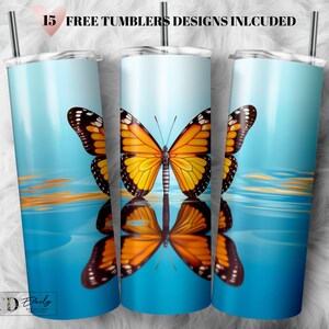 Butterfly Tumbler Wrap PNG: 20oz Skinny Tumbler Sublimation Design (Digital Download)