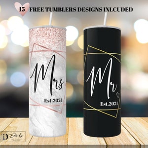 Mr. & Mrs. Wedding 20 oz sublimation tumbler design - Wedding Gift - Commercial use - 2022 and 2023 included