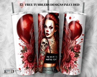 Horror Clown Tumbler Wrap: Funny Sarcastic Design (Digital Download)