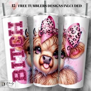 Funny Highland Cow 20oz Tumbler Sublimation Design (PNG)