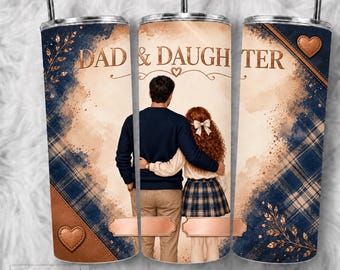 Dad Daughter Tumbler Wrap PNG, Personalized Family Design (Digital Download)