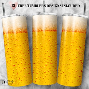 Beer Tumbler Sublimation Design Beer Glass 20oz Skinny Tumbler Design, Beer Lover Sublimation, Dad Tumbler Wrap - PNG Digital Download