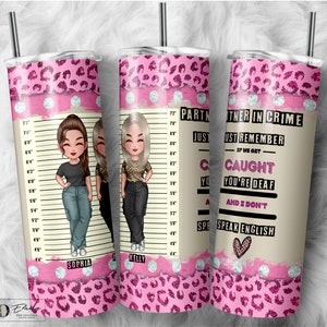 Gepersonaliseerde bestiebeker: Partners In Crime 20oz, png (digitale download)
