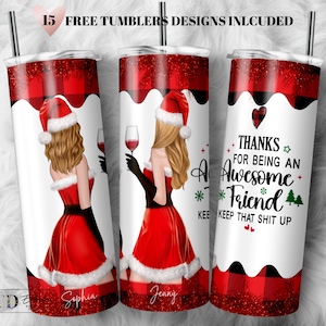 Gepersonaliseerde Bestie Christmas Best Friends Funny Skinny Tumbler 20oz PNG File Download Custom Tumbler File
