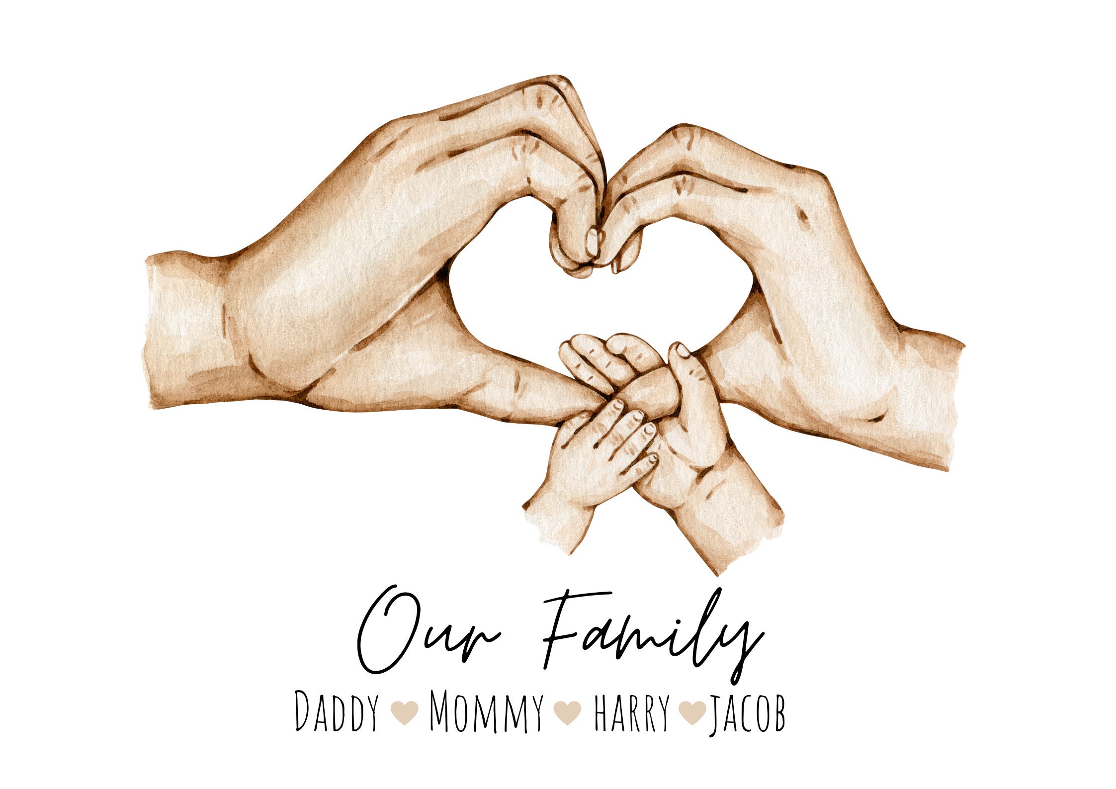 Personalised Family hands Print Loving hands A4 custom print Etsy