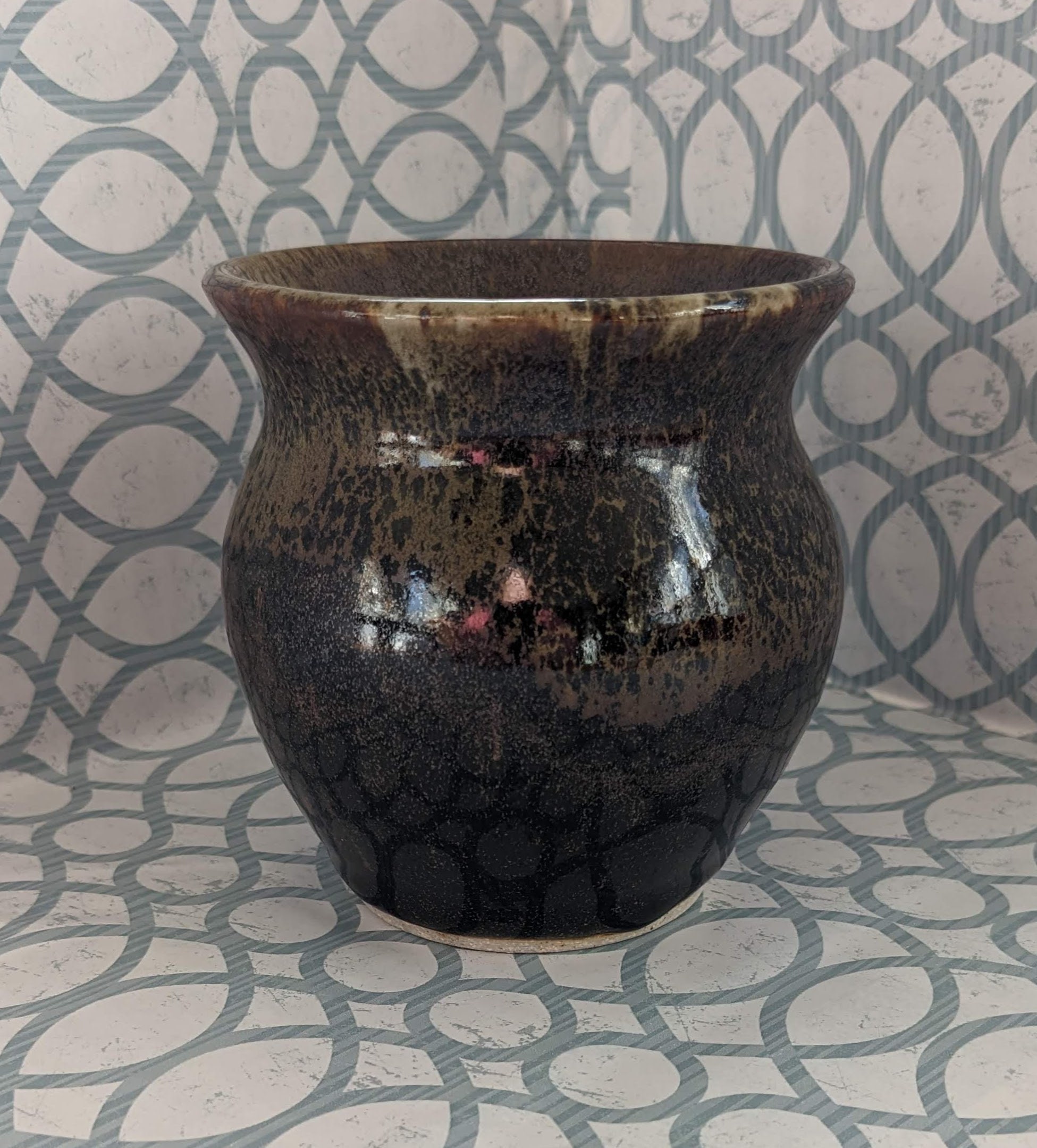 花模様の陶器花瓶 NO.621 赤色 花柄 陶器 花瓶 高さ約20