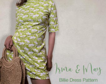 Patrón descargable para vestido de cuello alto estilo Billie de los años 60