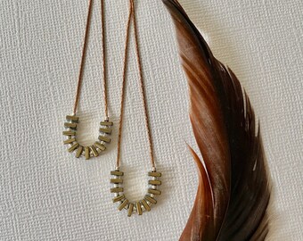 Orecchini in ottone ematite e catena di rame