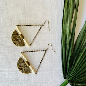 Antique brass-tone pendant earrings