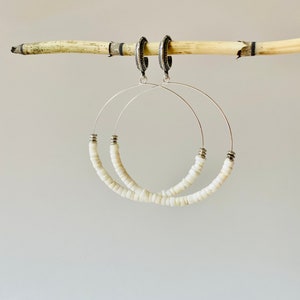 Puka shell hoop earrings image 2