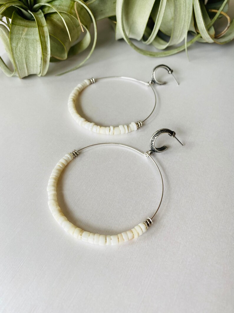 Puka shell hoop earrings image 1