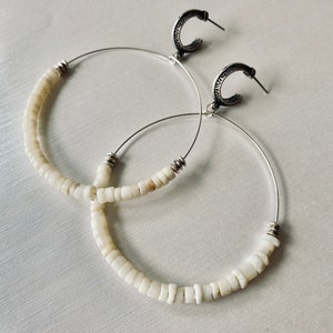 Puka shell hoop earrings image 3