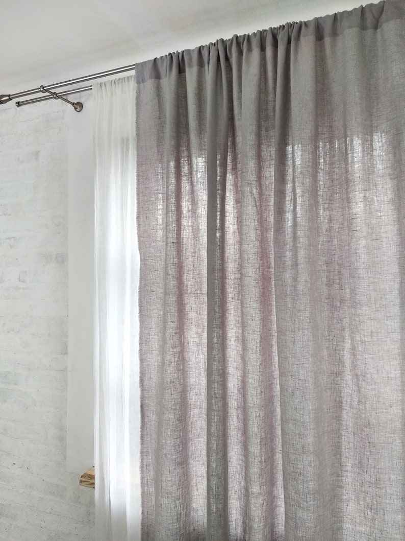Linen CURTAIN 1 panel Washed linen curtains Semi-sheer linen drapes in custom sizes.