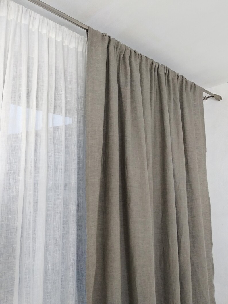 Linen CURTAIN 1 panel Washed linen curtains Semi-sheer linen drapes in custom sizes.