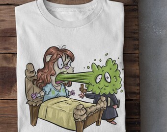 The Exorcist t-shirt, cuy exorcista, The guinea pig exorcist, Digital Printed, combed poly+ring spun cotton for less shrink, T-shirt
