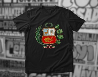 Peruvian Shield Tee - Escudo del Peru - Digital Printed - combed poly+ring spun cotton for less shrink