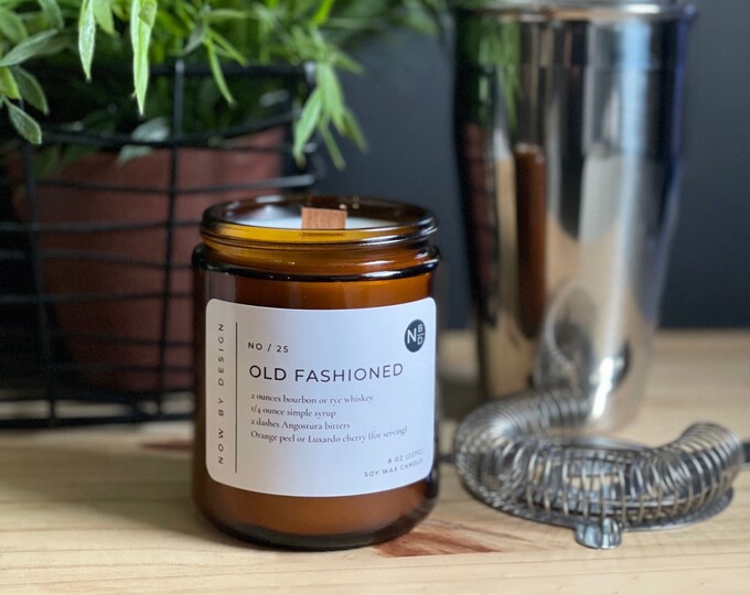 Old Fashioned candle, craft cocktail, bar decor, office candle, whiskey candle, gift for him, Fathers Day, Manly, Soy wax, Scented Candle