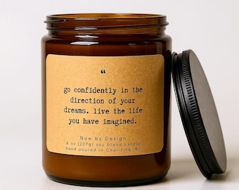 Quote Candle, Motivational Gift, Inspirational Home Accent, Dream Inspired ,Uplifting Scent, Self Care, Wood Wick