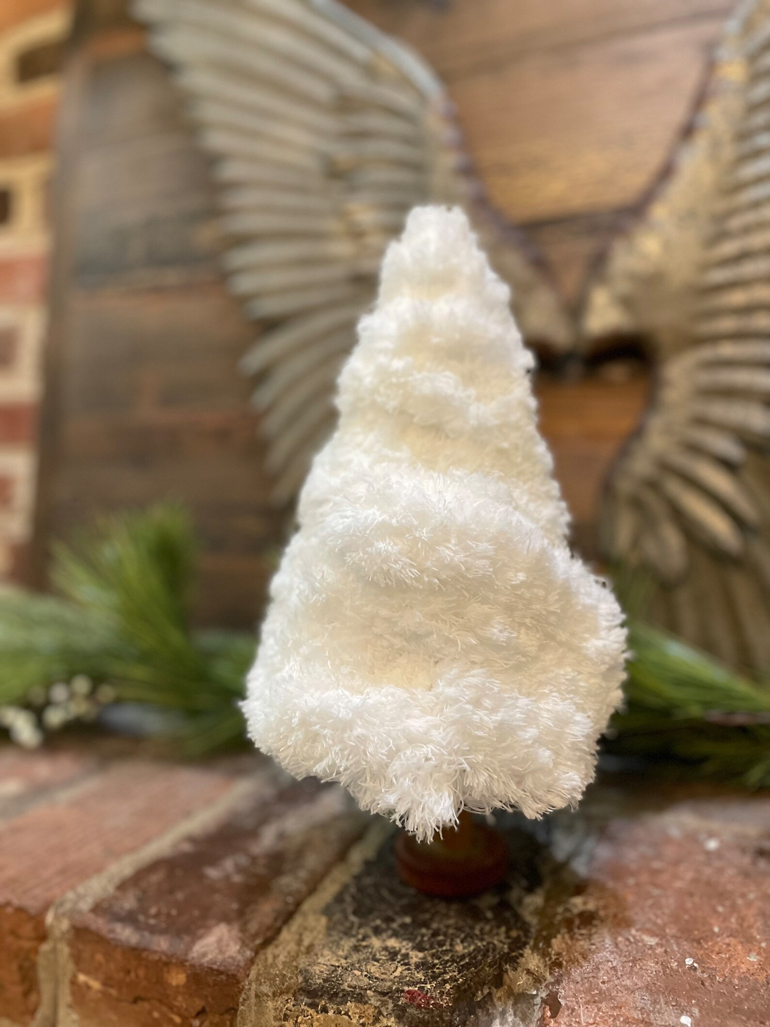 White Primitive Rustic Modern Farmhouse Cone Christmas Tree Decor, Faux