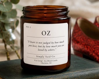 Wizard of Oz Candle, Oz, 8oz candle wooden wick, Glinda the Good Witch, teacher gift, literary candle, housewarming gift, bestfriend gift