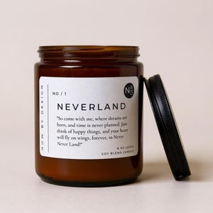 Peter Pan candle, Neverland, Peter Pan quote, Neverland candle, soy wax blend, nursery decor, literary candle , Bookish