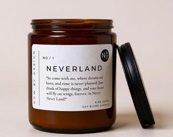 Peter Pan candle, Neverland, Peter Pan quote, Neverland candle, soy wax blend, nursery decor, literary candle , Bookish