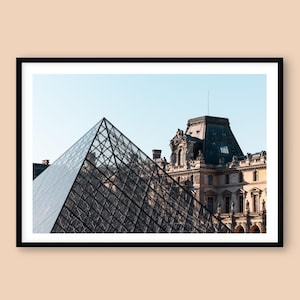 Paris Wall Art, Louvre Pyramid Print, Modern vs Classic Architecture, Paris Landmark, Travel Photography, Fine Art Print