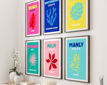 Australian Beaches Art Print Set: Colorful Travel Posters (Digital Download)