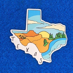 Texas Landscape Sticker, Texas State Sticker, Texas Decal, Texas Sticker for phones, laptops, water bottles