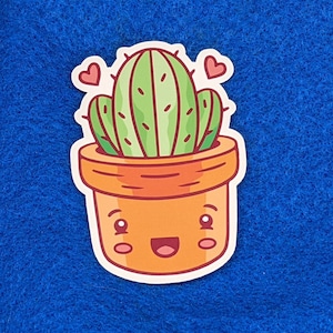 Pegatina de cactus linda, pegatina kawaii, pegatina linda, pegatina para computadora portátil, pegatina de vinilo