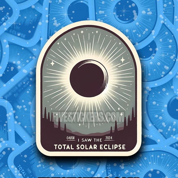 Totale zonsverduistering 2024 sticker | Eclipse Decal Souvenir cadeau voor laptops, waterflessen, dagboek, notebook