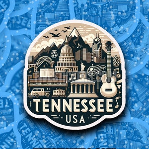 Tennessee Reiseaufkleber // US State Aufkleber für Koffer, Laptop, Auto oder Wasserflasche, Gepäckanhänger, Reisegeschenk