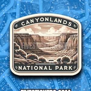 Canyonlands National Park Reiseaufkleber // Abziehbild für Koffer, Laptop, Auto oder Wasserflasche, Gepäckanhänger, Reisegeschenk