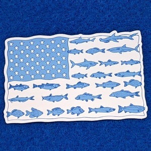 Pegatina de pesca con bandera estadounidense