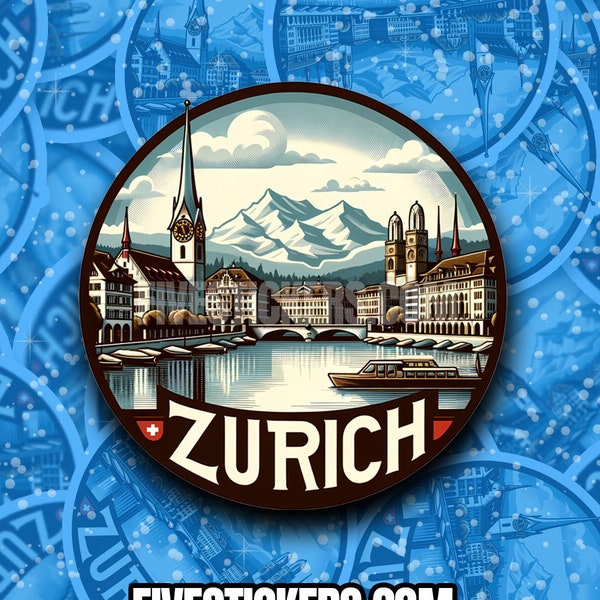 Zurich Travel Sticker // Swiss Decal for suitcase, laptop, car or water bottle, luggage tag, travel gift