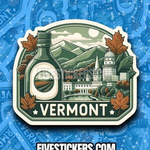 Calcomanía de viaje de Vermont // Calcomanía de estado de EE. UU. para maleta, computadora portátil, automóvil o botella de agua, etiqueta de equipaje, regalo de viaje