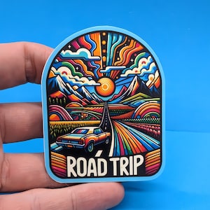 Road Trip Sticker #001 // psychedelische kunst // Reissticker cadeau voor auto's, bestelwagens, laptops, flessen water
