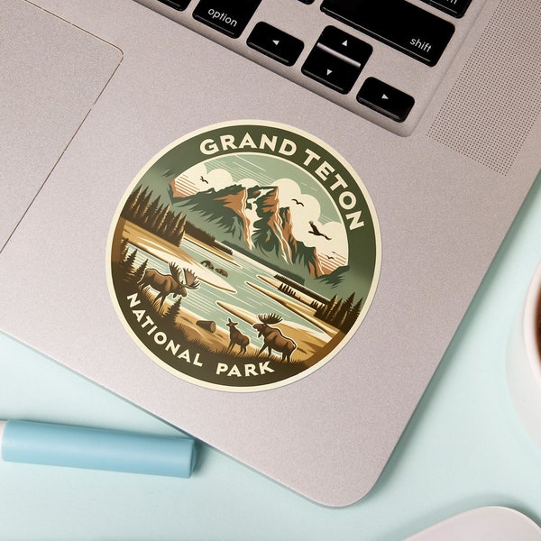 Grand Teton Travel Sticker // National Park Decal for suitcase, laptop, car or water bottle, luggage tag, travel gift