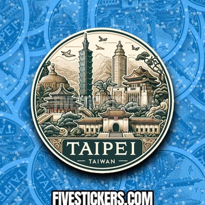 Taipei Sticker // Taiwan Aufkleber für Koffer, Laptop, Auto oder Wasserflasche, Gepäckanhänger, Reisegeschenk