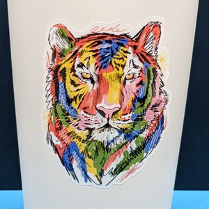 Sticker tigre coloré - Sticker art - Sticker animal - Sticker nature