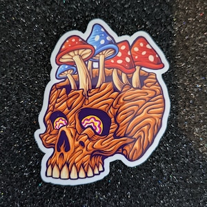 Psychedelic Mushroom Skull sticker | Vinyl Sticker | Laptop sticker, Cool sticker, Mushroom sticker