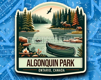 Algonquin park Travel Sticker // Provincial Park Decal for suitcase, laptop, car or water bottle, luggage tag, travel gift