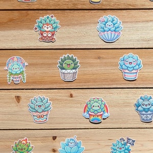 Kawaii Succulent Sticker Pack  30 Cute Plant Vinyl Stickers for Laptops Water Bottles  Journals  Gift for Plant Lovers