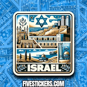 Pegatina de viaje de Israel, calcomanía de país para maleta, portátil, coche, botella de agua, regalo de viaje perfecto