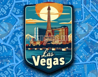 Las Vegas Travel Sticker #002 // Vegas Decal for suitcase, laptop, car or water bottle, luggage tag, travel gift
