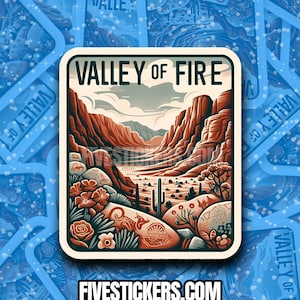 Adesivo da viaggio Valley of Fire // Adesivo del parco statale per valigia, laptop, auto o bottiglia d'acqua, etichetta per bagaglio, regalo da viaggio
