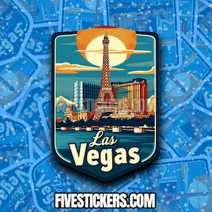 Las Vegas Travel Sticker #002 // Las Vegas Aufkleber für Koffer, Laptop, Auto, Wasserflasche, Gepäckanhänger, Reisegeschenk