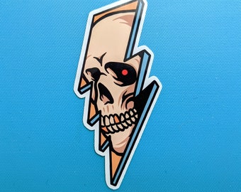 Lightning Bolt Skull Sticker | Tattoo Stickers, Cool Stickers, Laptop Stickers, Skateboard Stickers