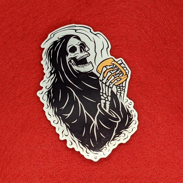 Coffee Sticker, Grim Reapear Coffee Decal for Skateboards, Laptops, Water bottles